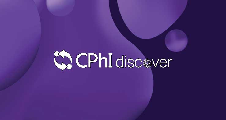 Logo for CPhI Discover on a purple abstract background with circular shapes, exhibiting the innovative essence of J-STAR Research.