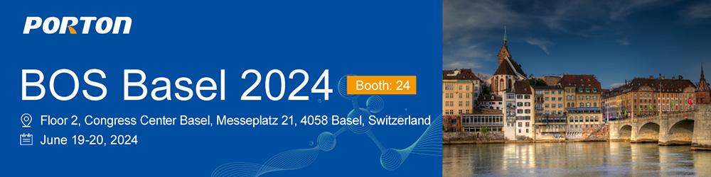 Banner for BOS Basel 2024 conference, June 19-20 at Congress Center Basel, Switzerland. Features cityscape image and Booth 24 highlighted.