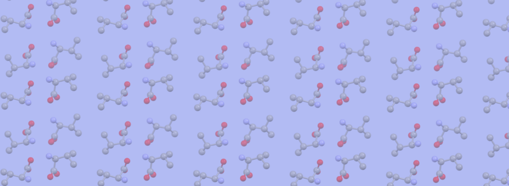 Pattern of molecular models arranged on a light purple background.